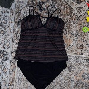 Black and Brown Tankini Set